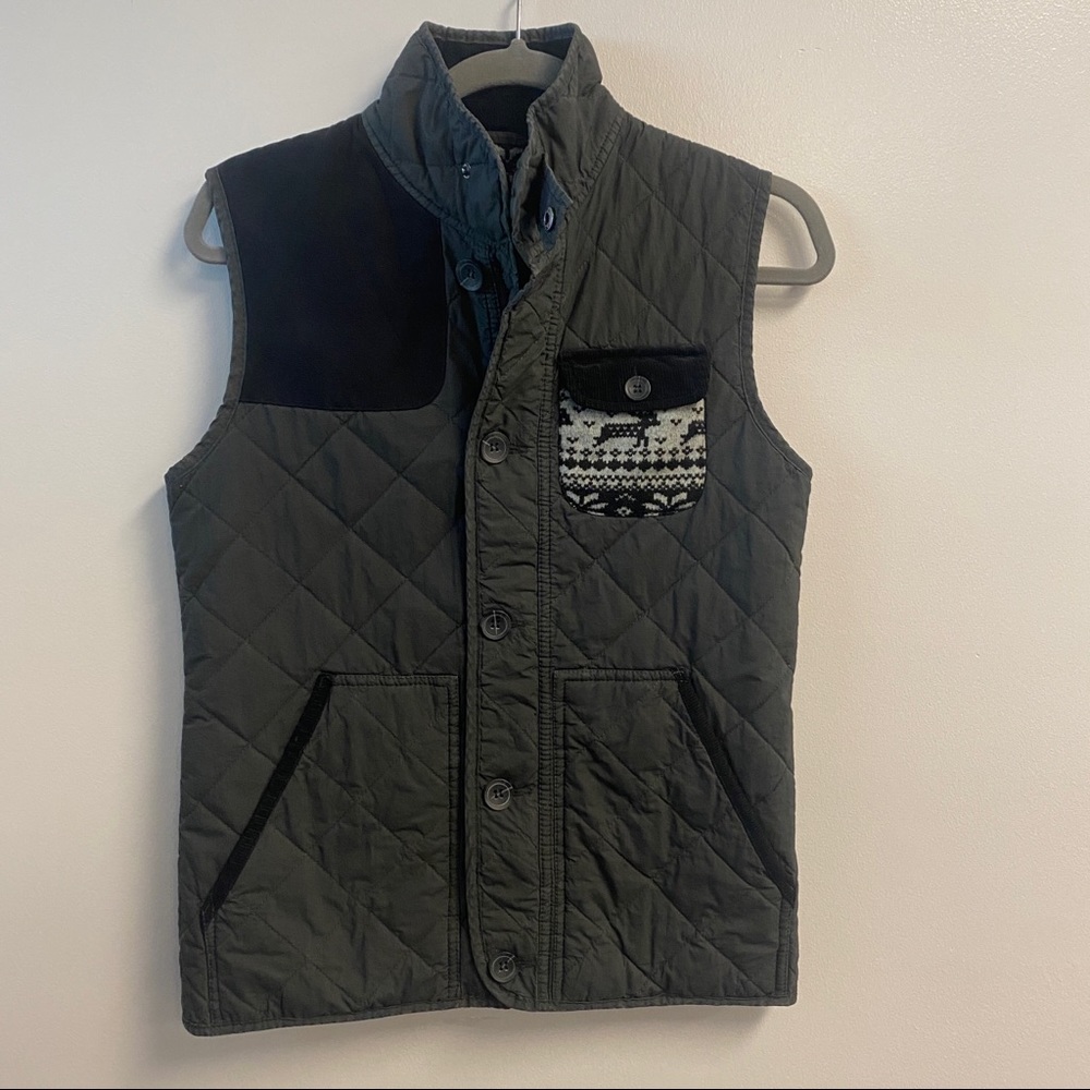 ASOS quilted olive green vest with flannel pocket size XXS